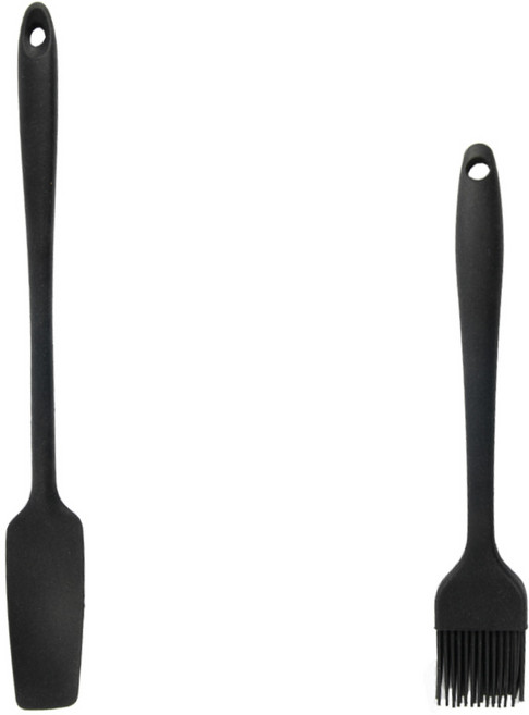 아이메이트 실리콘 슬림형 주걱 + 브러쉬, 블랙, 1세트