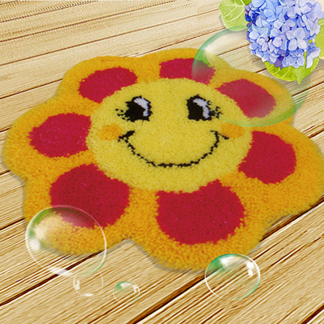 鉤針刺繡針 + 網布 + 毛線 + 圖案 4件組, 1套, ZD031微笑太陽