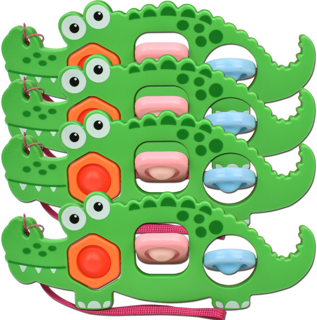 오즈토이 팝핀 버블 푸쉬팝 열쇠고리 촉감발달완구 악어 4p, 혼합색상, 4개