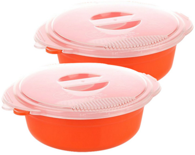 이지앤프리 전자레인지 라면 찜용기 1L, 오렌지, 2개