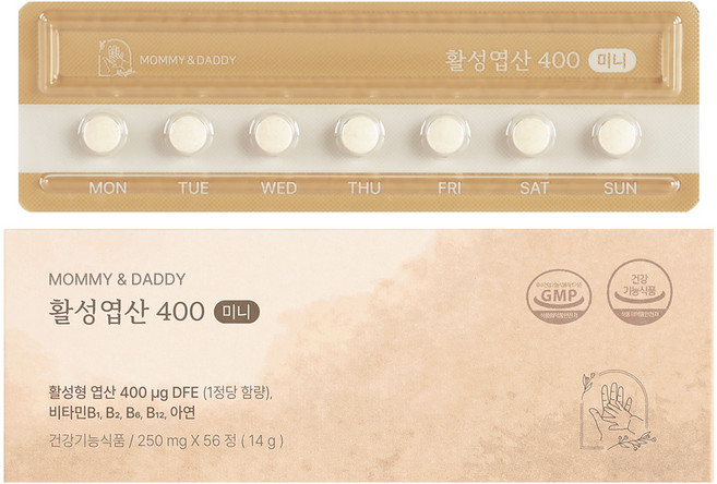 마미앤대디 활성엽산 400 미니 14g, 56정, 1개