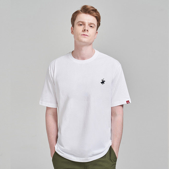 BEVERLY HILLS POLO CLUB 比佛利保羅 男女通用 Timeless 刺繡標誌透氣圓領短袖T恤 CPS9T00, 白色
