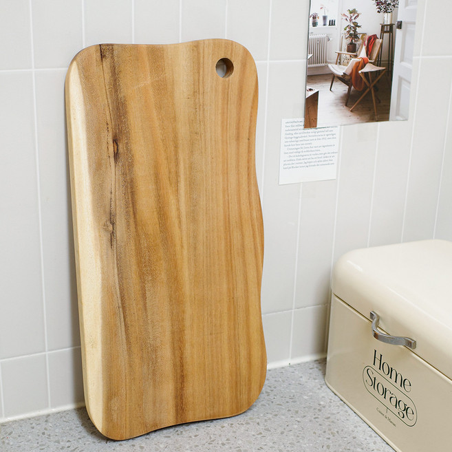 Garden in the City Rain Tree 波浪方形原木砧板, 混合色, 1個