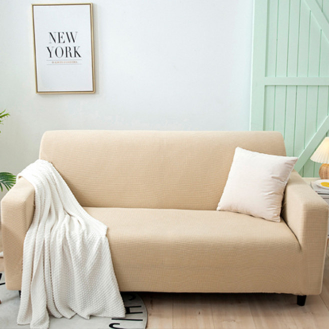 베이직 그리드 소파커버, 베이지, 1개
