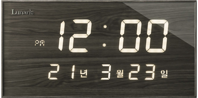 루나리스 FM 수신 데이트 LED 전자 벽시계, 체리블랙