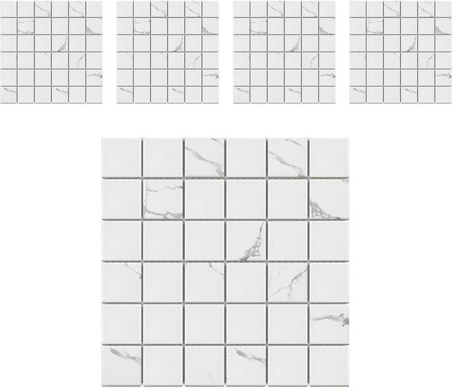 모네스페스 자기질 모자이크타일 48mm, 비앙코 무광, 5개