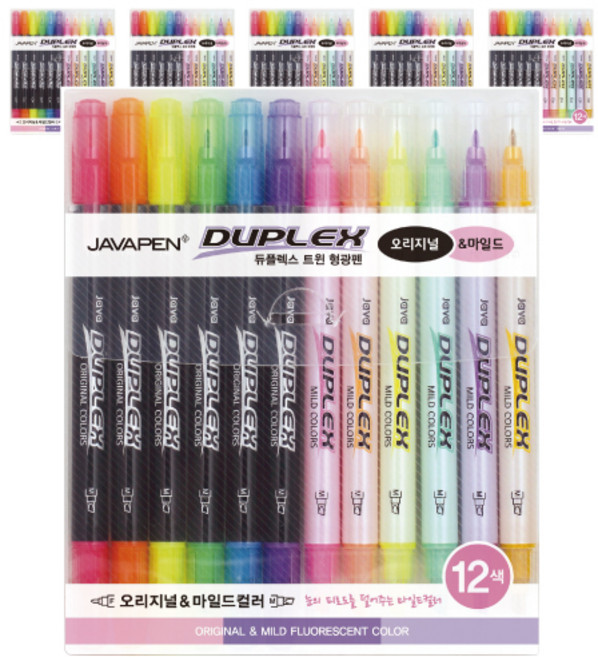 JAVAPEN Duplex Twin Original 溫和款 12色螢光筆, 混合色, 6個
