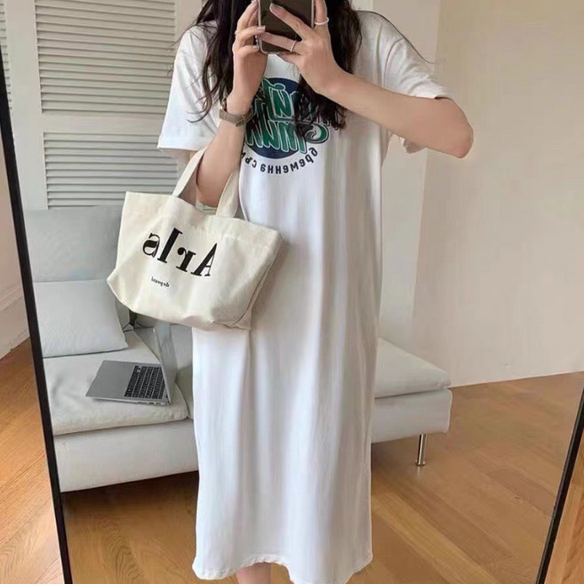 Moirbella 女款穆拉短袖長版連身裙 T25SS2-A2083, 白色
