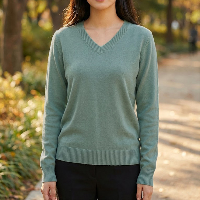 Andaromi 女款柔軟V領春季基本款針織衫