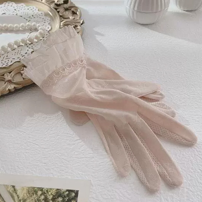 Huimimol 女性透視蕾絲手套 雙手穿戴組 UU212