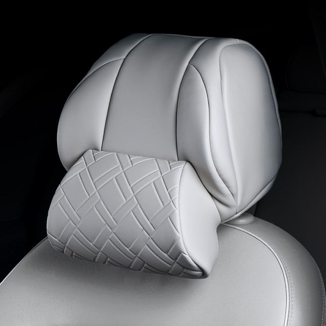 디테일링 우븐블럭 마이스터 헤드레스트 차량용 메모리폼 목쿠션 1열 전용 쏘나타 디엣지 DN8 PE, 미스티그레이, 1개