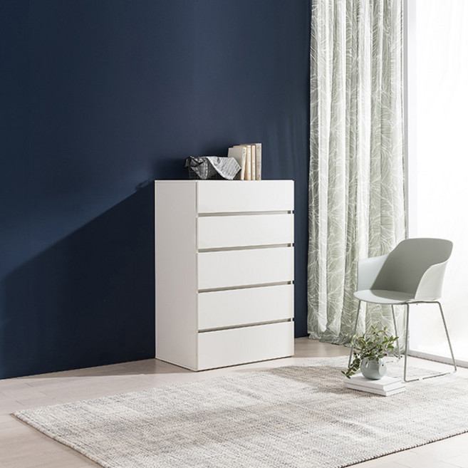 리바트 다임 컴팩트 일반형 서랍장 방문설치, 화이트, 5단