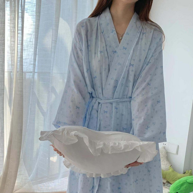 투이스타 여성용 패턴 나이트 가운 로브