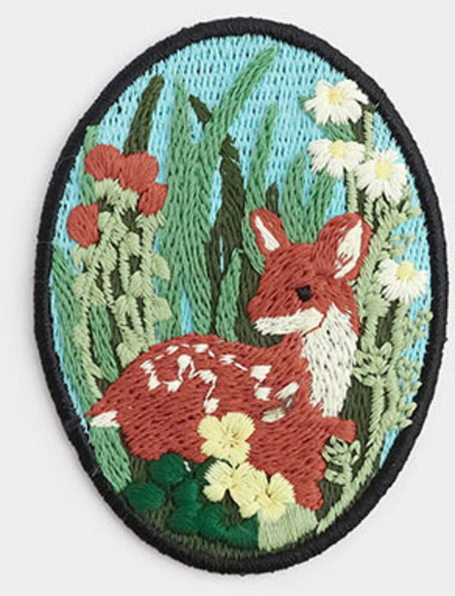 해피베어스 사슴과 꽃 자수 봉제식 와펜, 1개, 혼합색상