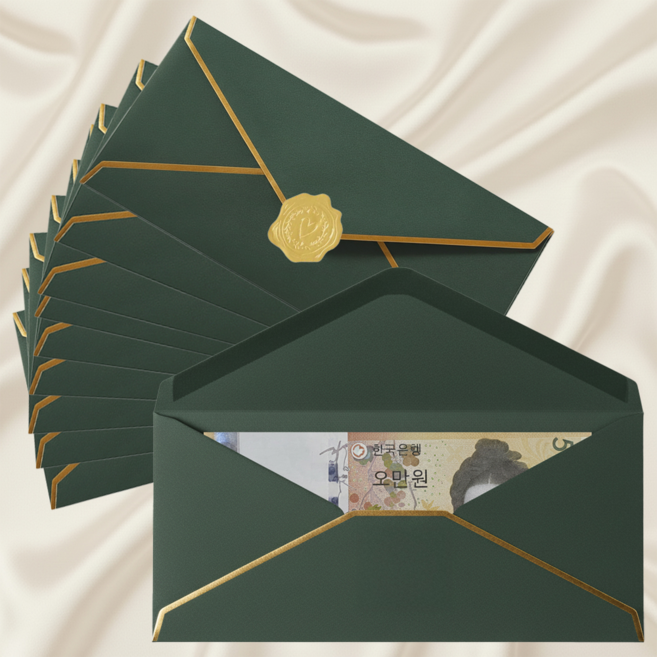 쿠말 예쁜 고급 용돈 현금봉투, 딥그린, 10개