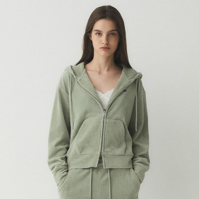 WHO.A.U 女款 Steve 燈芯絨連帽拉鍊外套 WHMZE4T21F