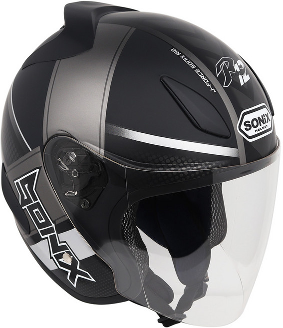 SONIX R12 오픈페이스 오토바이 헬멧, 블랙실버/무광
