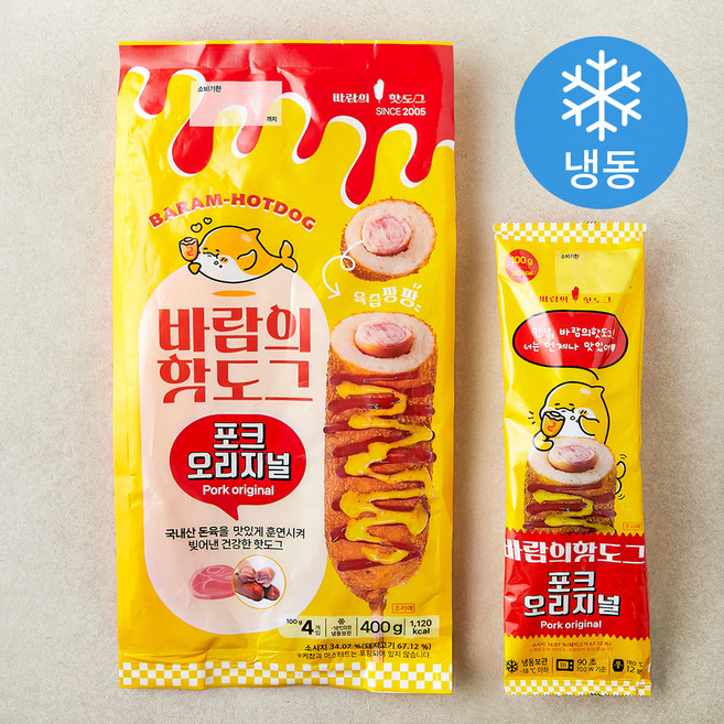바람의핫도그 포크오리지널 (냉동), 100g, 4개입, 1개