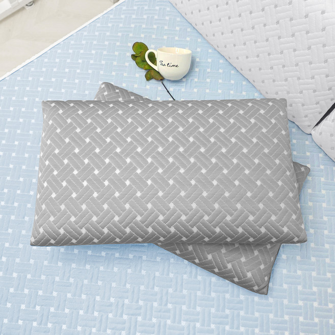 베드앤데코 더위타파 크로스 냉감 메모리폼베개 + 베개커버 세트, 그레이, 1개