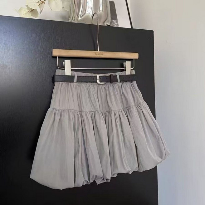 I'M MONG 女款A字高腰抓皺迷你裙 R6S101