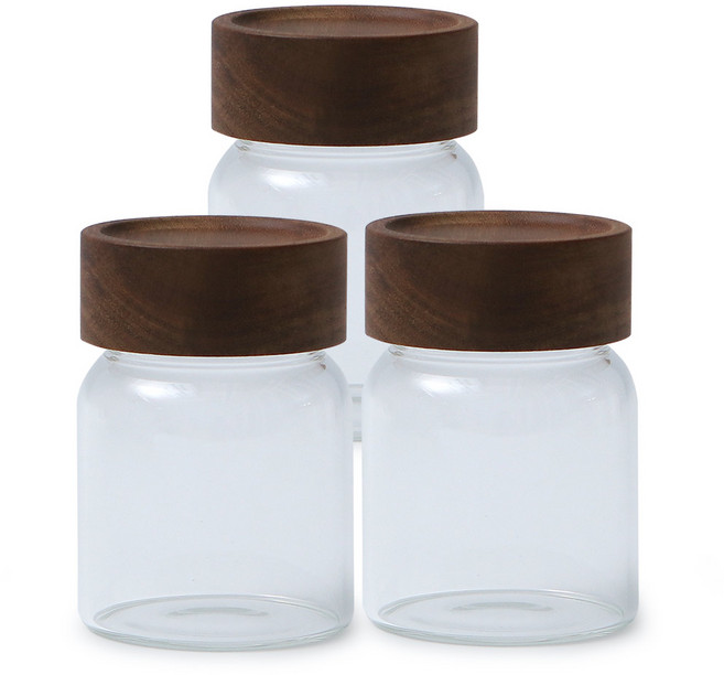 이우아여사 감성 우드 내열유리 밀폐 양념병, 210ml, 3개