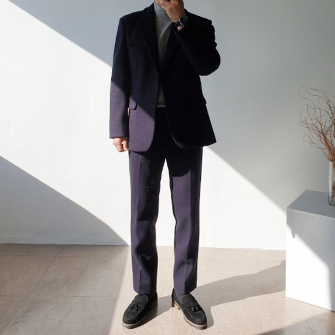 더클래식 남성용 겨울 울 캐시 정장 세트