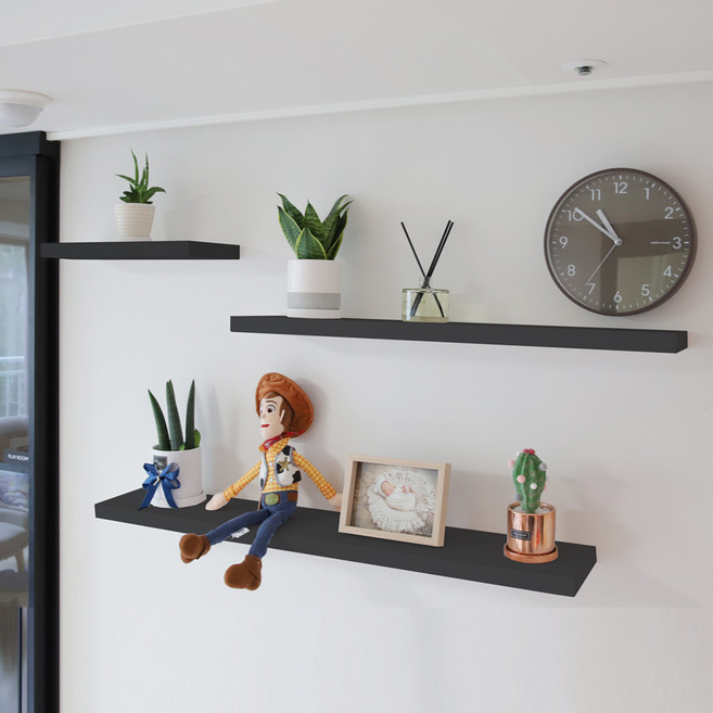 우드리퍼블릭 30T 무지주 벽선반, 그레이, 1단