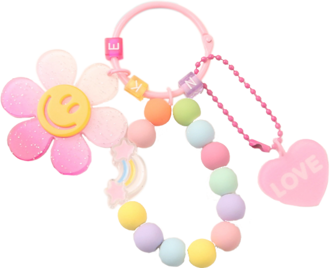 GIRING 微笑雛菊彩虹鑰匙圈, 紅色, 1個