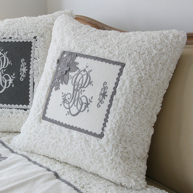 앤코튼 디럭스끌레어 사각쿠션 커버 솜포함, 화이트