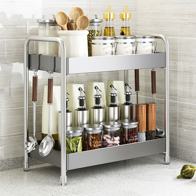 샵마일 양념통 수납 테이블 정리 다용도 주방선반, 그레이, 1개