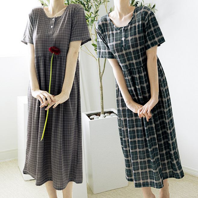 테라우드 여성용 냉감 쿨링 롱원피스 잠옷 2p
