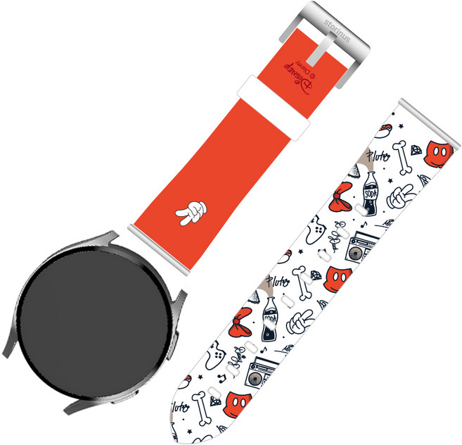 디즈니 유니크 가죽 갤럭시워치 스트랩 20mm, 패턴 레드, 1개