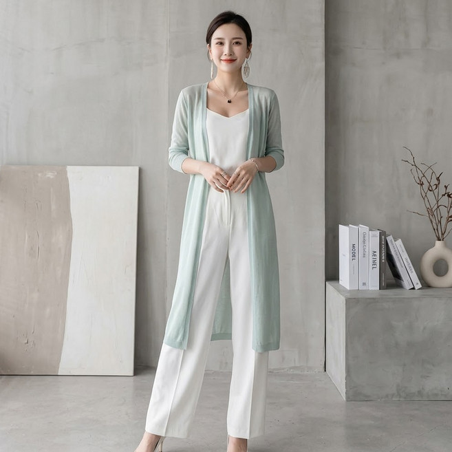 MarketA 女款防曬日常長版針織外套 M263-0633