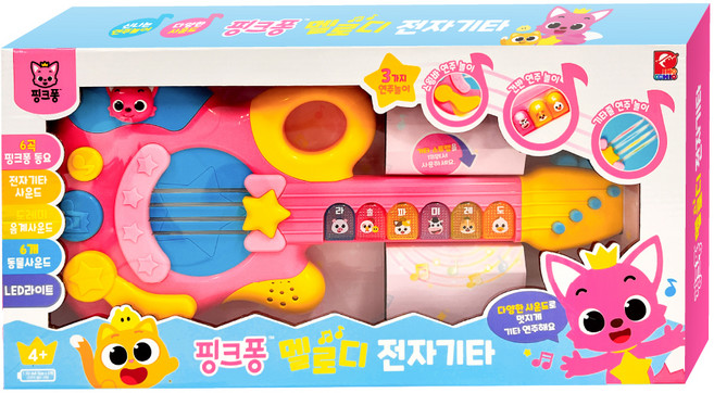 상어가족 핑크퐁 유아용 멜로디 전자기타, 혼합색상, 1개
