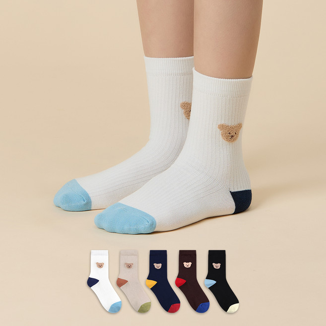 GGRN 아동용 토니 베어 양말 5켤레 세트