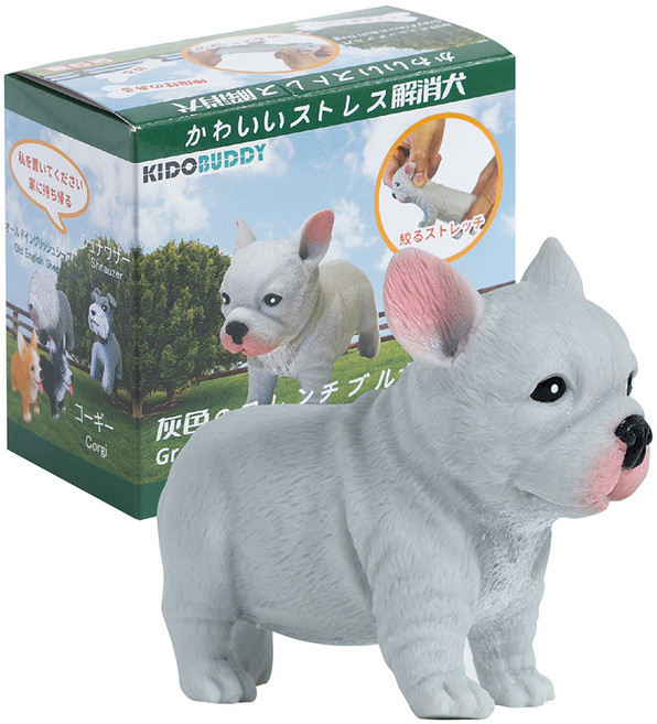 KIDO BUDDY 紓壓犬 法國鬥牛犬 8 x 4 x 7cm 淺灰色, 1個