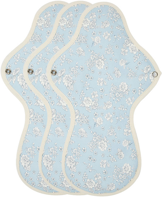 위즐리 면생리대 블루플라워, 오버나이트, 1개입, 3개