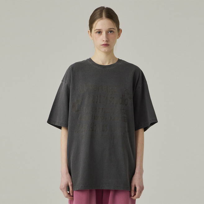 어반에이지 남녀공용 저스트 어바웃 피그먼트 오버 반팔 티셔츠