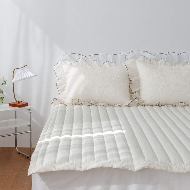 그래이불 모던 시어서커 여름 침대패드, 오트밀