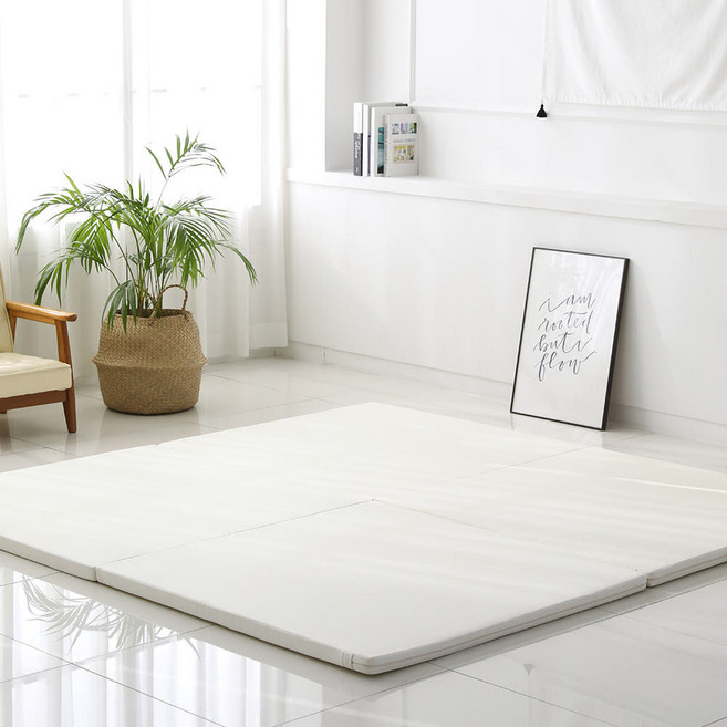 본베베 유아용 거실 4단 일반 폴더 매트, 퓨어라이트크림