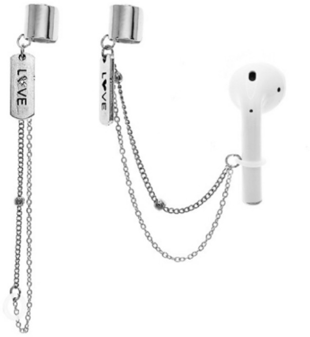 아리코 에어팟 분실방지 양쪽 러브 이어커프, 실버, 1개