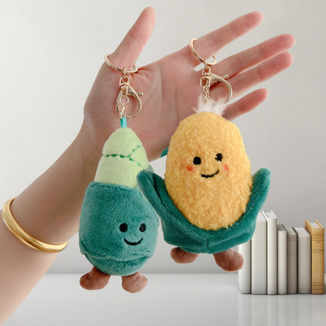 마켓플랜 야채친구들 캐릭터 인형 키링 2종 세트, 옥수수, 죽순, 1세트, 12cm
