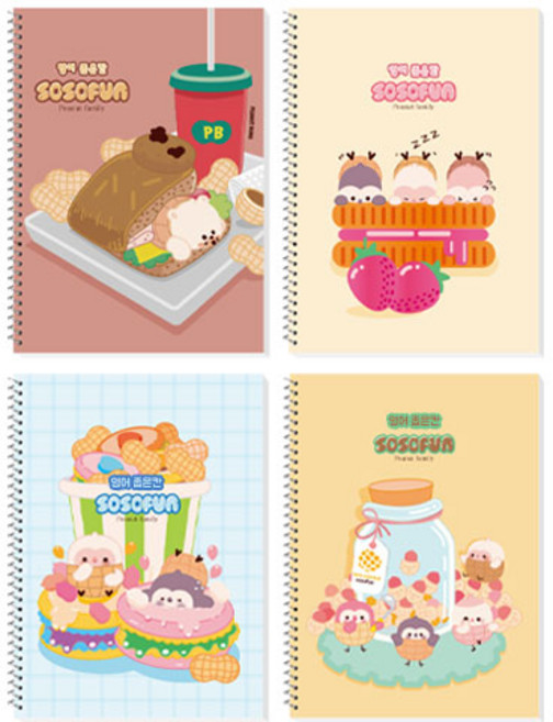 다다 소소펀 어린이 초등 영어 좁은칸 스프링노트, 랜덤발송, 4개