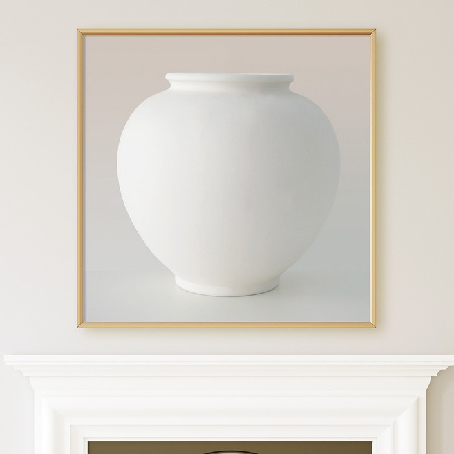 세잔느화실 풍수 복 들어오는 다복 달항아리 그림 액자 04 달항아리 베이지, 골드메탈
