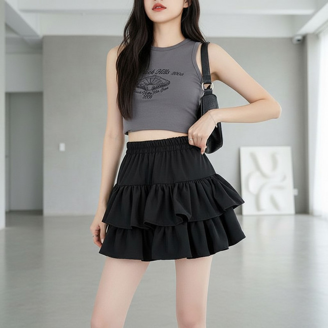 UNHAVE 女款康康傘狀迷你裙