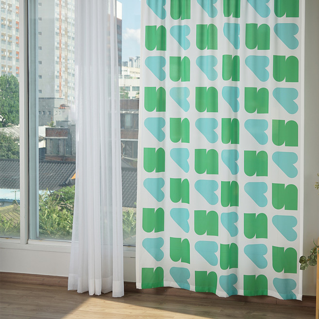 나비손길 복층 비침적은 쉬폰 디자인커튼 아일렛형