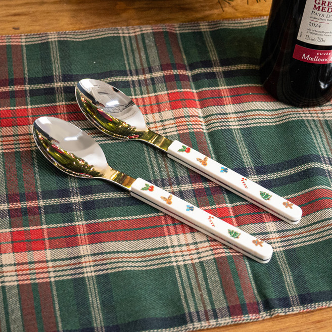 코지테이블 크리스마스 오너먼트 산타 트리 디너스푼, 2개