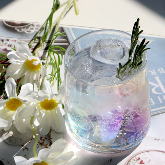 COZY TABLE 神秘極光稜鏡全息玻璃方形杯 250ml, 透明, 2個