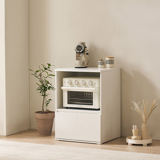 삼익가구 더쿡 오픈형 렌지대 주방수납장 600 방문설치, 화이트, 2단