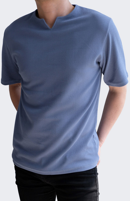 엘엑스티 남성용 구김없는 링클프리 엠보 슬릿 브이넥 반팔 티셔츠